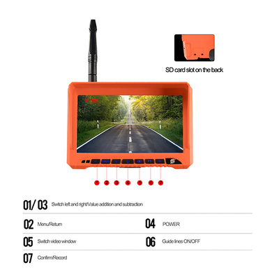 Kit de caméra de secours sans fil 720P H.264 HD RV avec couleur orange de moniteur de 7 pouces